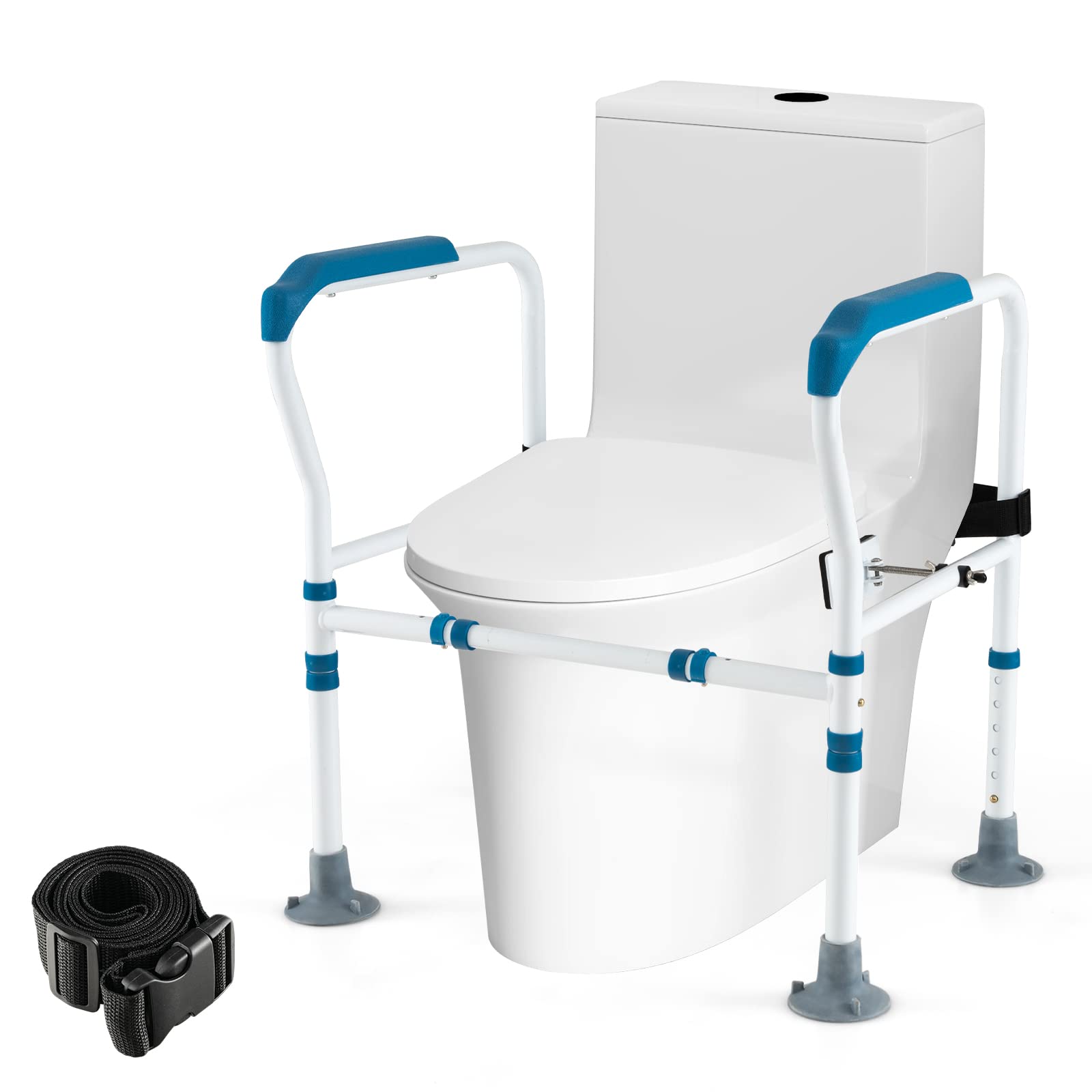 Toilet Safety Rail for Elderly, Stand Alone Toilet Safety Frame w/Adjustable Height