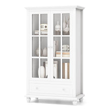 Bookcase Cabinet, 139 cm H Display Cabinet with Tempered Glass Doors, Adjustable Shelf