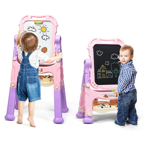 Art Easel for Kids, Height Adjustable 360° Rotate Double Sided Standing Art Drawing Board (Red)