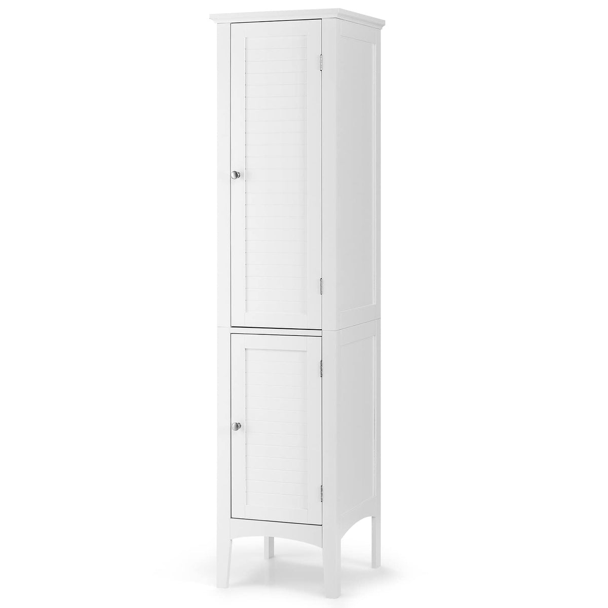 Giantex Bathroom Tall Storage Cabinet, 5-Tier Freestanding Tower Cabinet w/ 2 Shelves & Doors, White