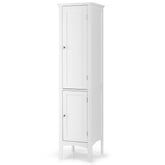 Giantex Bathroom Tall Storage Cabinet, 5-Tier Freestanding Tower Cabinet w/ 2 Shelves & Doors, White