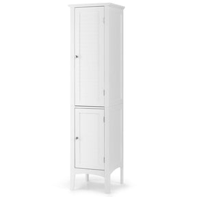 Giantex Bathroom Tall Storage Cabinet, 5-Tier Freestanding Tower Cabinet w/ 2 Shelves & Doors, White