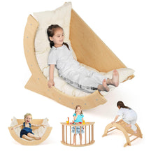 6 in 1 Climbing Arch for Toddlers, Wooden Kids Rocker Arch Climbing Toy with Removable Cushion