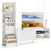 TV Stand for TVs up to 50", Modern TV Cabinet Media Entertainment Center w/Bookshelf & 3-Position Adjustable Shelf