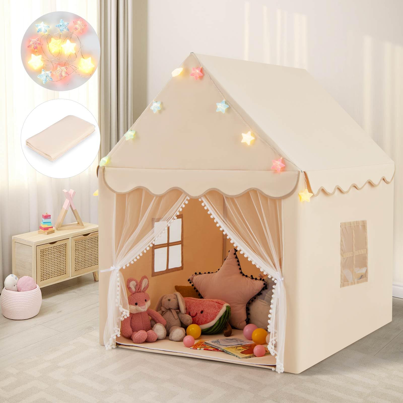 HONEY JOY Kids Play Tent, Large Playhouse with Star Ornaments