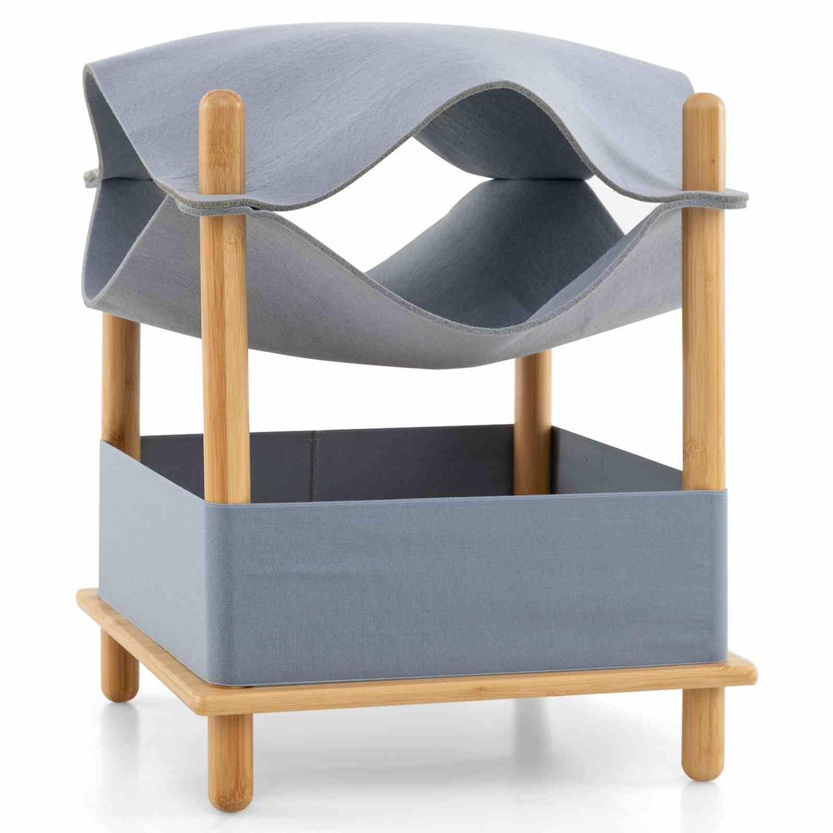 2-Tier Wooden Cat House, Modern Cat Tree w/ Semi-enclosed Condo