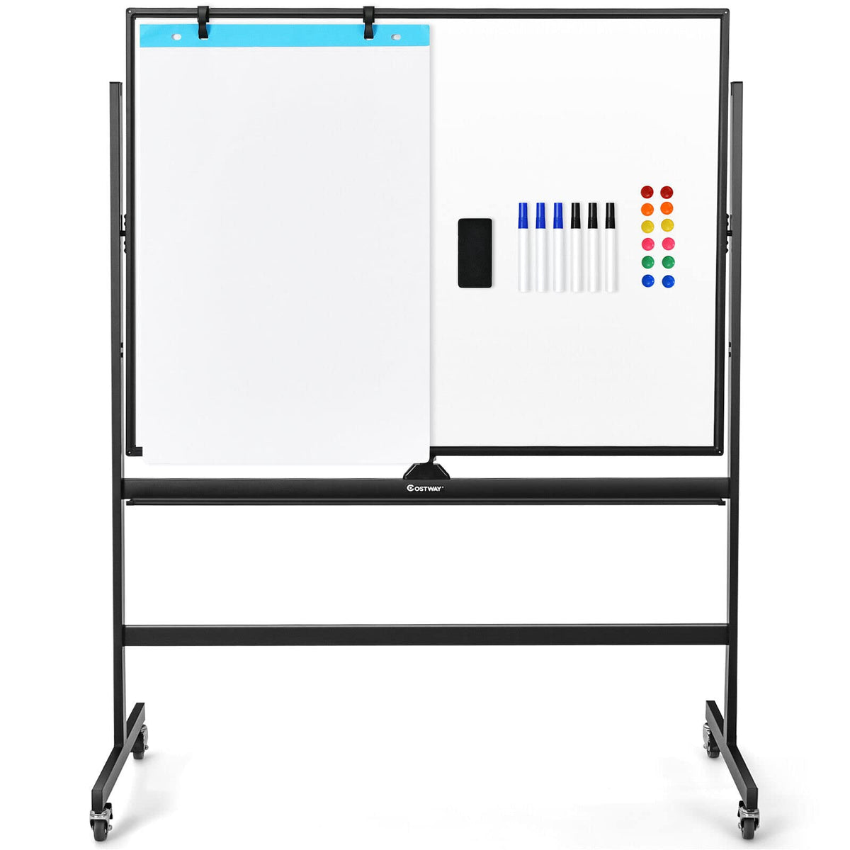 120cm x 90cm Mobile Magnetic Double-Sized Reversible Whiteboard
