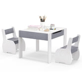 HONEY JOY Kids Table and Chair Set, 3-in-1 Wooden Activity Table and 2 Chairs for Drawing, Studying