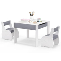 HONEY JOY Kids Table and Chair Set, 3-in-1 Wooden Activity Table and 2 Chairs for Drawing, Studying