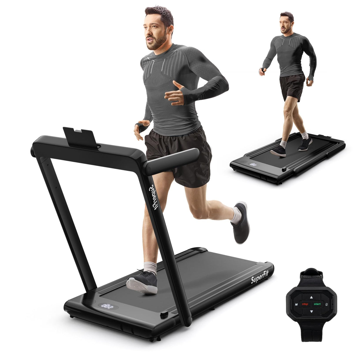 Electric Running Machine with LED Display & Workout APP for Home