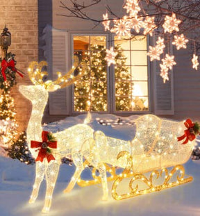 LED Christmas Light, Lighted Reindeer & Santa's Sleigh