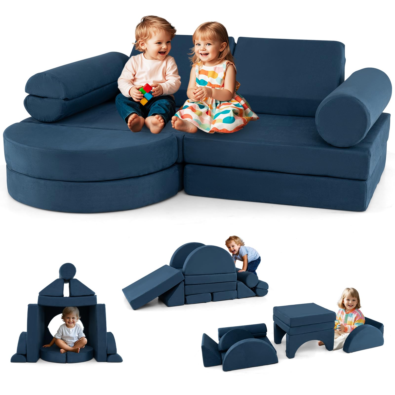 13 PCS Modular Kids Play Couch for Nursery Playroom Bedroom Living Room