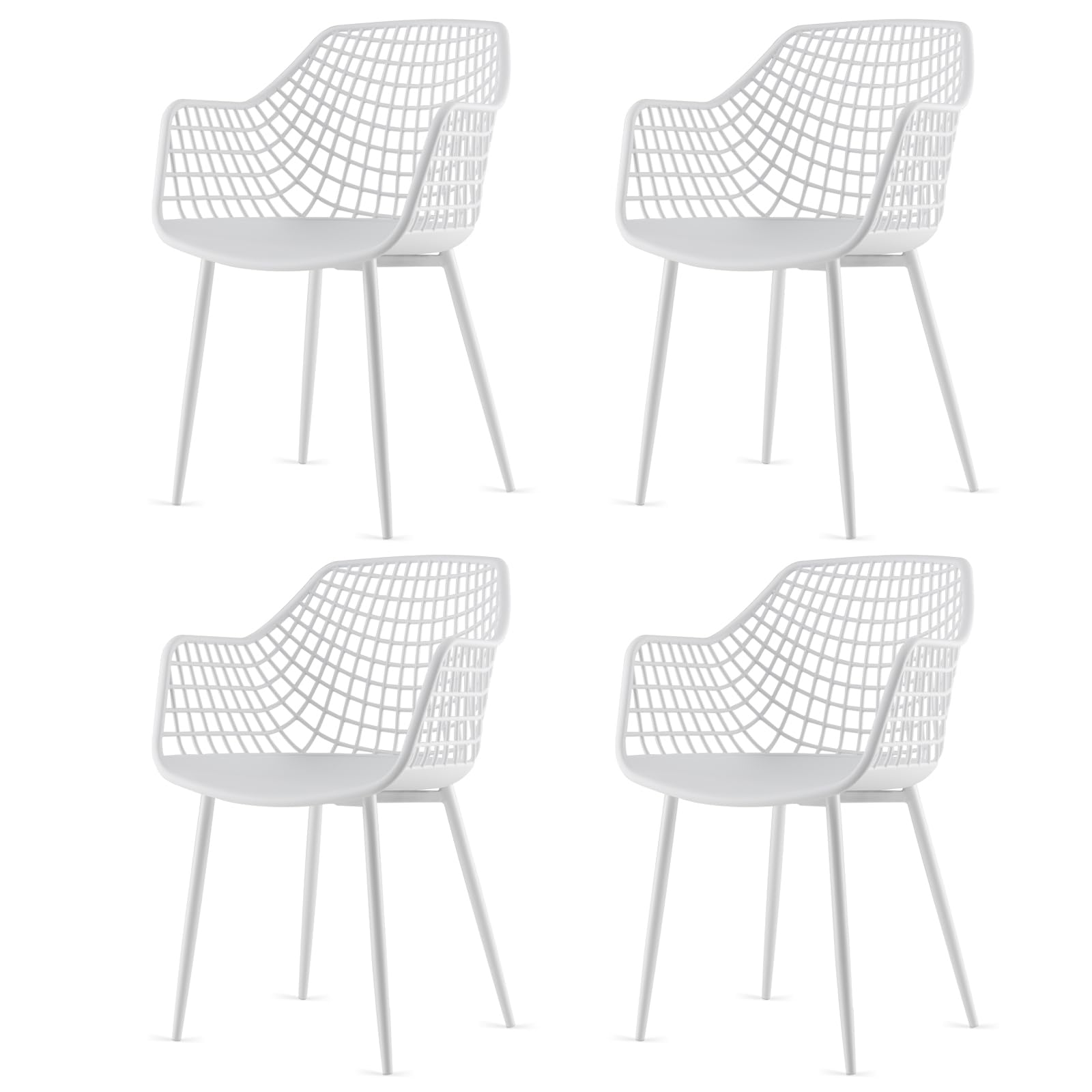 Giantex Modern Dining Chair Set of 4, Heavy Duty Chairs with Airy Hollow Backrest