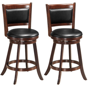 Giantex Bar Stools Set of 2, Accent Wooden Swivel Barstool Backed Dining Chair