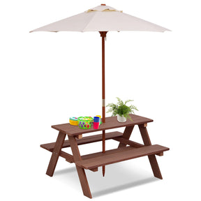 HONEY JOY Kids Picnic Table, Wooden Table & Bench Set