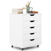 5-Drawer Chest of Drawers, Wooden Dresser Chest, Mobile Lateral Filing Cabinet with Wheels
