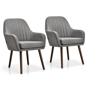 Set of 2 Leisure Chair Accent Upholstered Armchair Linen Fabric Living Room