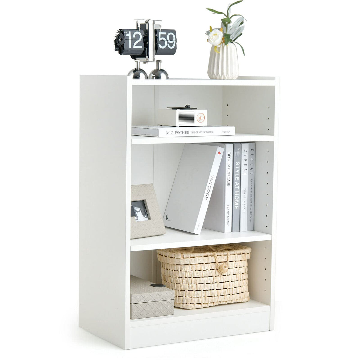 Giantex 3-Tier Bookcase, Floor Standing Open Bookshelf, Modern Display Cabinet with Adjustable Shelves