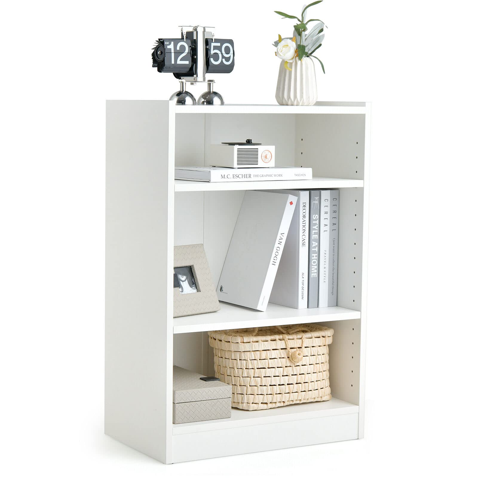 Giantex 3-Tier Bookcase, Floor Standing Open Bookshelf, Modern Display Cabinet with Adjustable Shelves