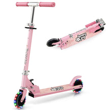 HONEY JOY Kids Folding Kick Scooter, Scooter for Toddlers w/3 Adjustable Heights, 2 Light Up Flashing Wheels & Rear Brake System