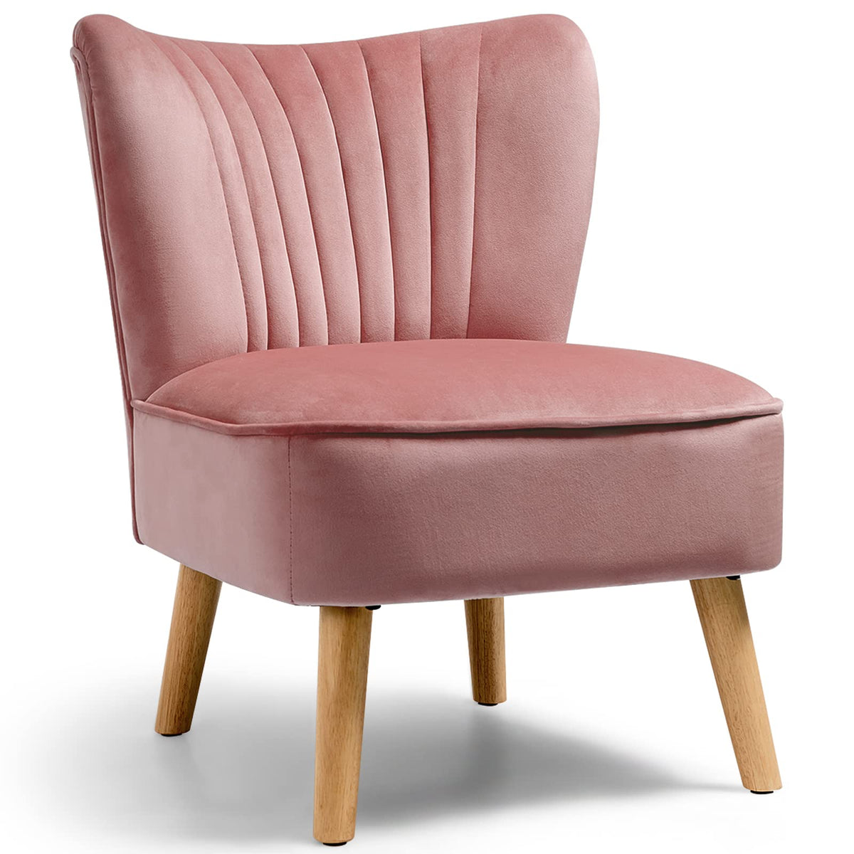 Modern Accent Velvet Chair, Armless Home Office Desk Chair, w/ Thick Padded Seat