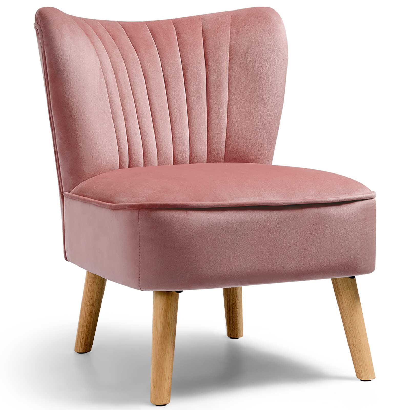 Modern Accent Velvet Chair, Armless Home Office Desk Chair, w/ Thick Padded Seat