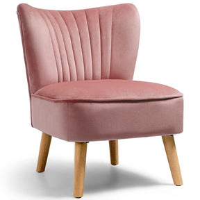 Modern Accent Velvet Chair, Armless Home Office Desk Chair, w/ Thick Padded Seat