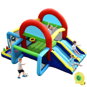 Inflatable Bounce House, 8 in 1 Kids Jumping Castle w/2 Slides, Jumping Area, Target Game & Ring-toss (with 450W Blower)