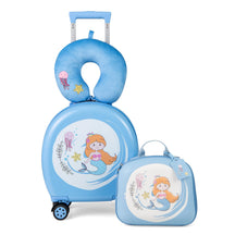 BABY JOY 4 Pieces Kids Luggage Set, Kids Rolling Suitcase Set w/14” Carry-on Hardside Spinner Toddler Luggage