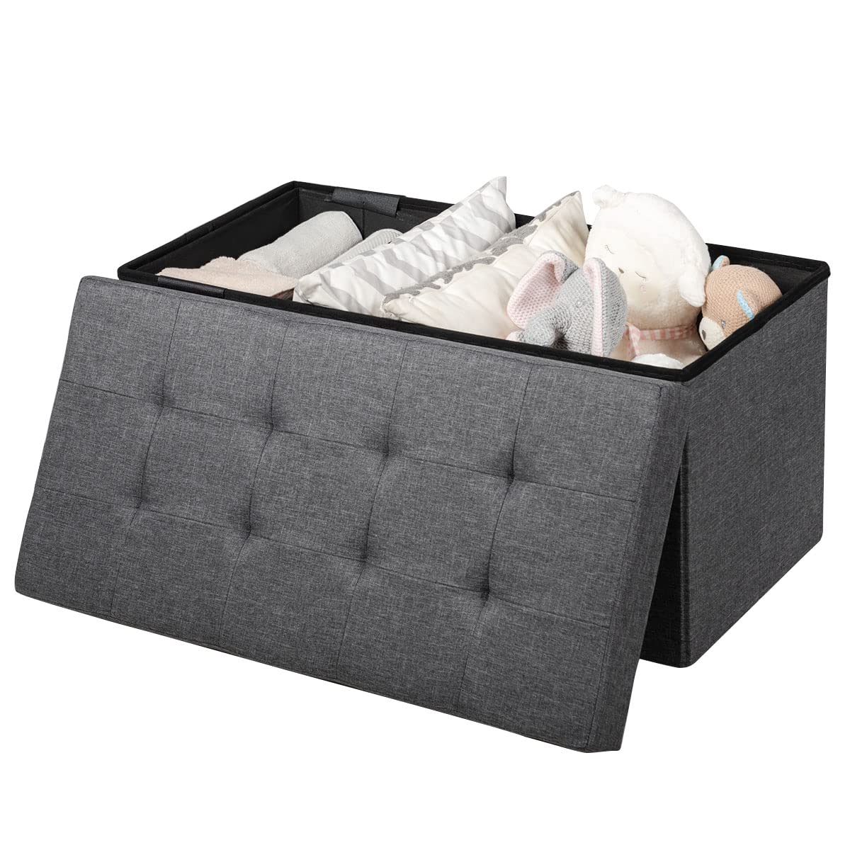 Giantex 80 cm Fabric Foldable Storage Ottoman, Toy Chest with Removable Storage Bin