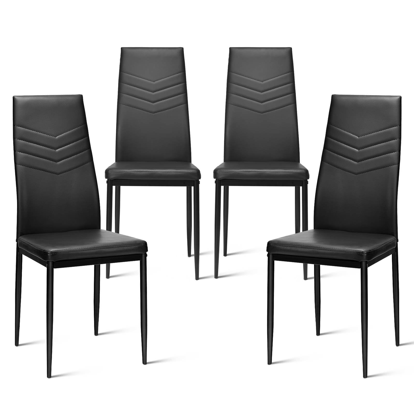 Giantex Set of 4 Dining Chairs, 4 PCS Armless Side Chairs, PVC Leather Seats with Upholstered Cushion
