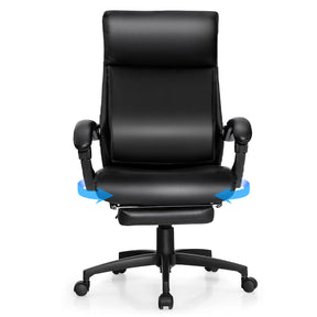 Giantex Ergonomic Executive Office Chair, High Back Leather Reclining Chair w/Headrest, Black