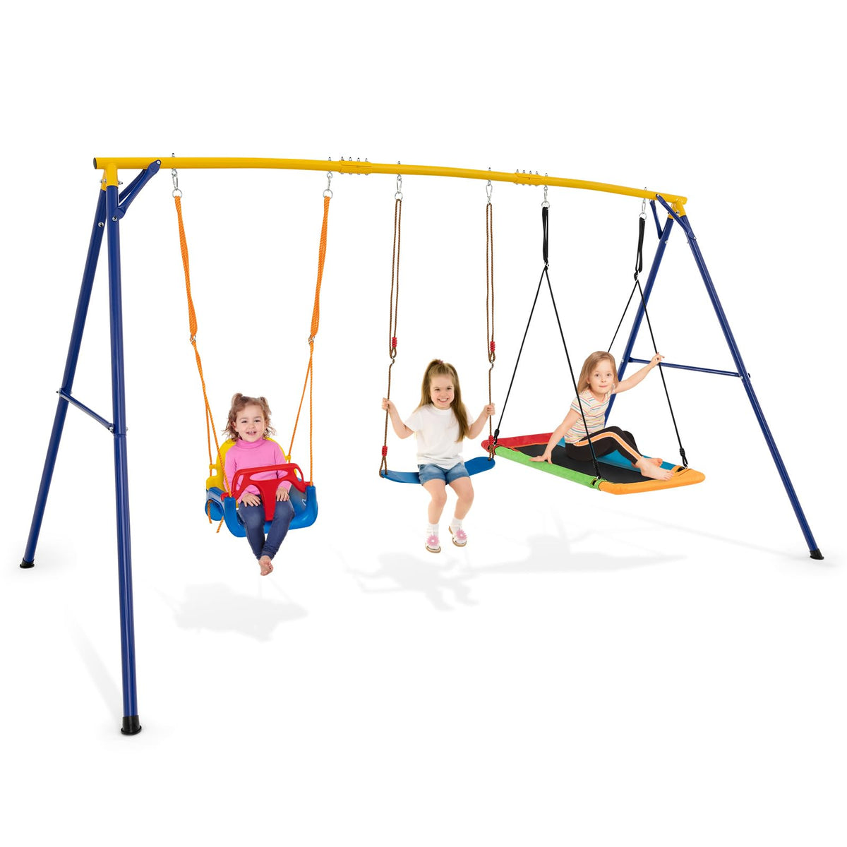 300 KG Indoor & Outdoor Swing Set, Heavy Duty Carbon Steel Swing Frame w/ 1 Belt Swing