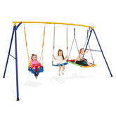 300 KG Indoor & Outdoor Swing Set, Heavy Duty Carbon Steel Swing Frame w/ 1 Belt Swing