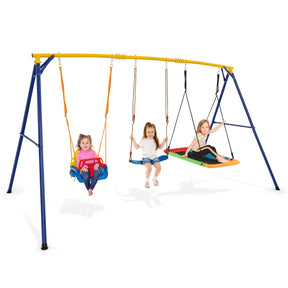 300 KG Indoor & Outdoor Swing Set, Heavy Duty Carbon Steel Swing Frame w/ 1 Belt Swing