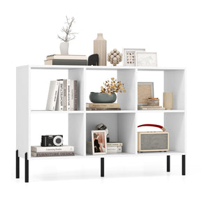 6-Cube Wooden Open Bookshelf with 5 Metal Legs