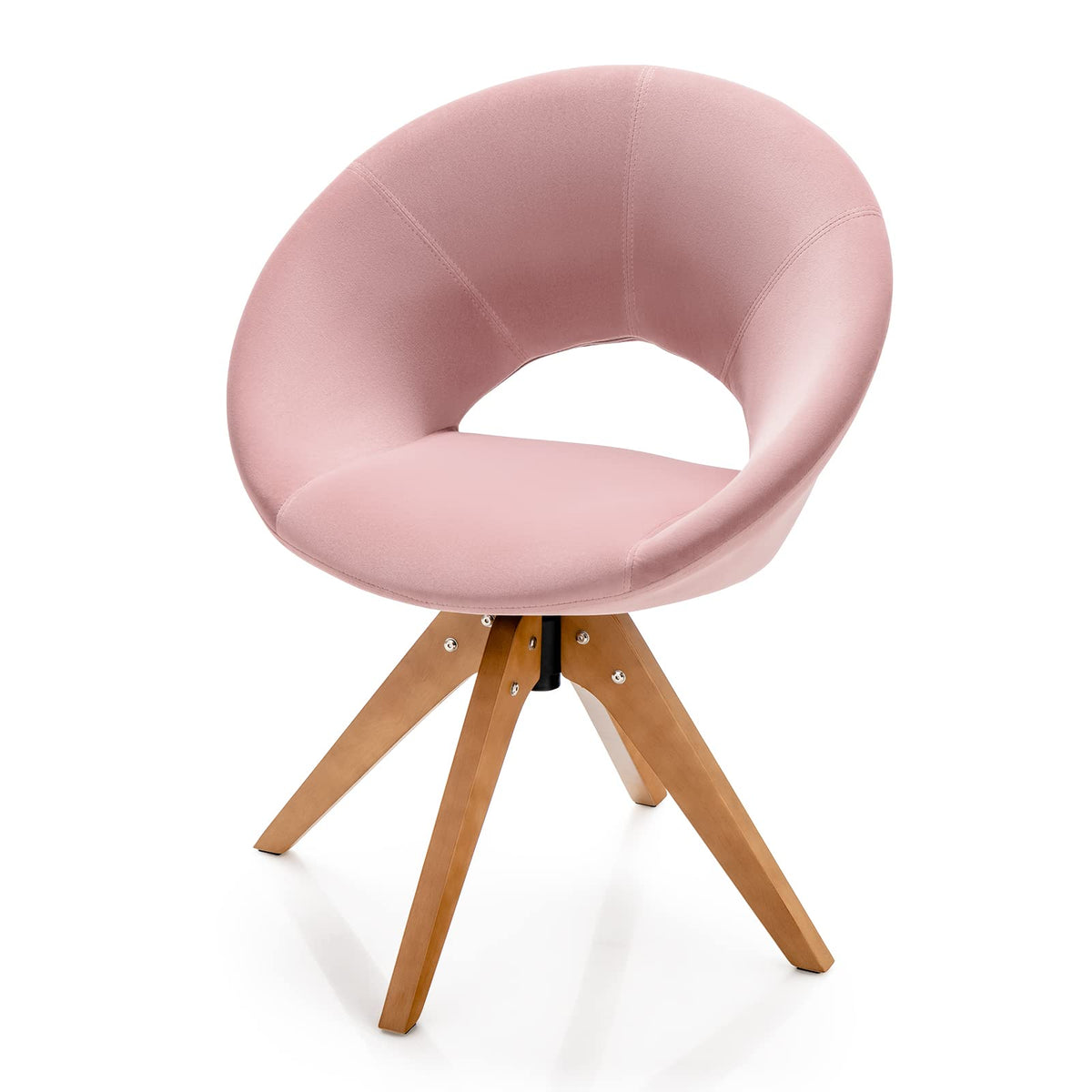 Giantex Swivel Accent Chair, Modern Office Chair w/Solid Wood Legs, Oversized Upholstered Leisure Chair