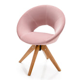 Giantex Swivel Accent Chair, Modern Office Chair w/Solid Wood Legs, Oversized Upholstered Leisure Chair