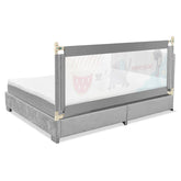 176CM Toddler Bedrail, 72.5-101.5 CM Extra Tall Bed Guardrail w/Anti-Collision Cotton & Side Pocket