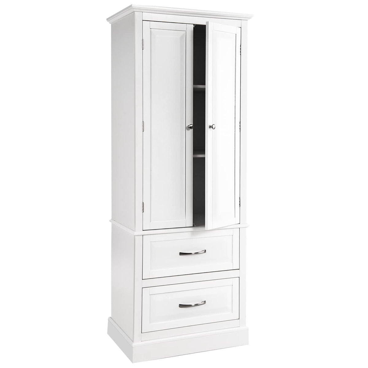 Giantex Kitchen Pantry Cabinet, 158cm Freestanding Floor Cupboard w/ 2-Door Cabinet & 2 Spacious Drawers, White