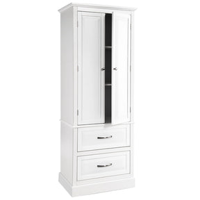 Giantex Kitchen Pantry Cabinet, 158cm Freestanding Floor Cupboard w/ 2-Door Cabinet & 2 Spacious Drawers, White