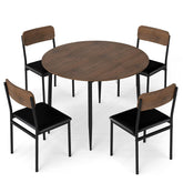 5-Piece Dining Table Set for 4 People, Extendable Round Kitchen Table w/Drop Leaf Tabletop