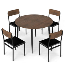 5-Piece Dining Table Set for 4 People, Extendable Round Kitchen Table w/Drop Leaf Tabletop