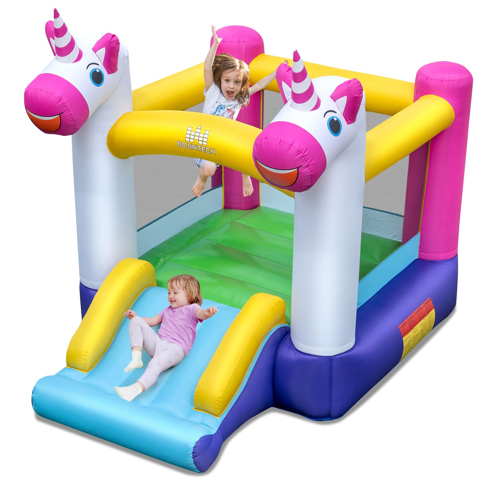 Inflatable Bounce House, 2-in-1 Kids Bouncer with Slide & Jumping Area