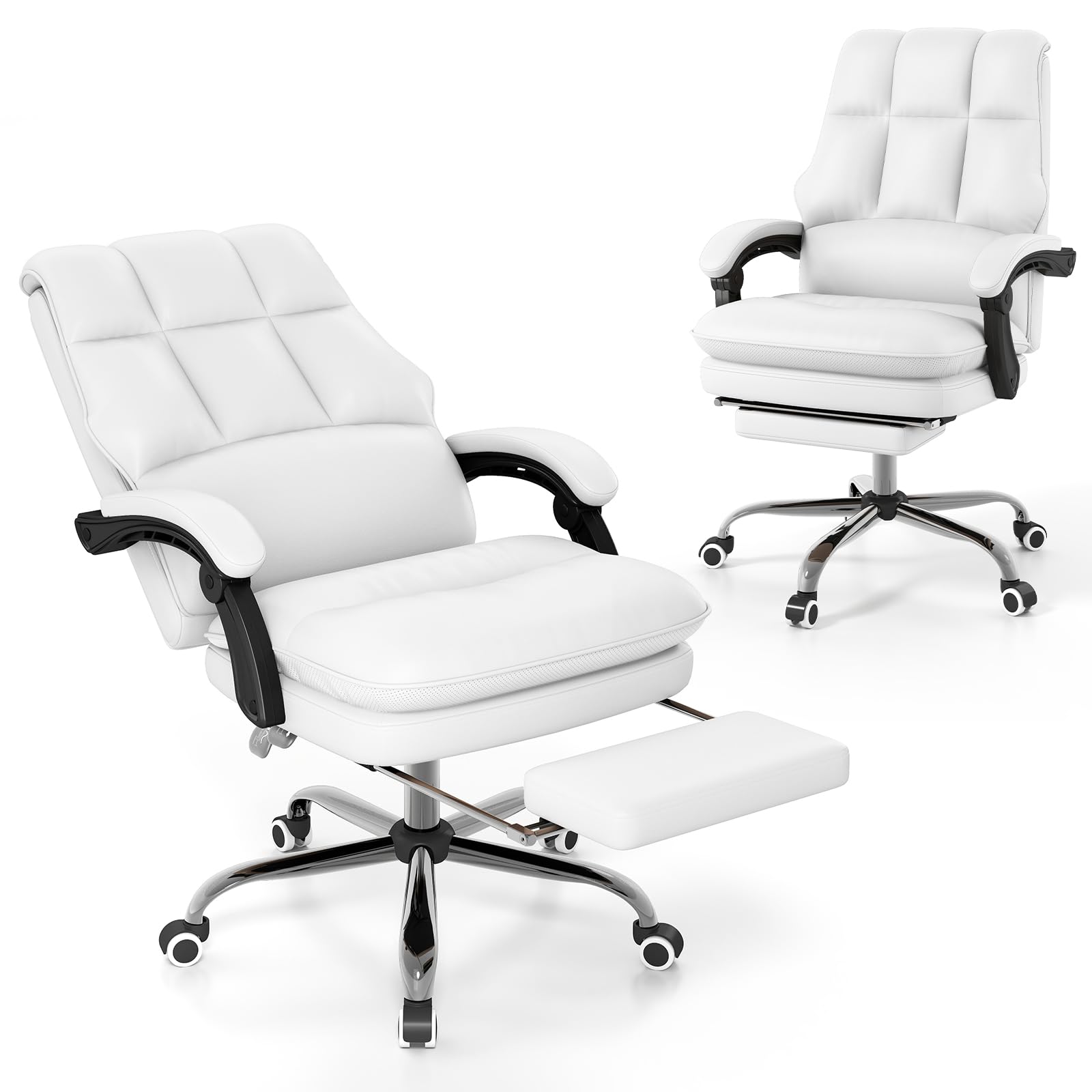 Ergonomic Office Chair PU Leather Computer Chair with Adjustable Swivel Seat