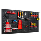 Costway 3PCs Pegboard Wall Organizer Board Kit Metal Toolboard Wall Hanging Rack w/25 Accessories Kitchen Garage