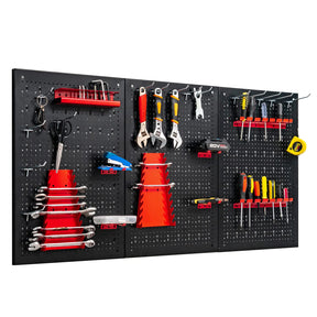 Costway 3PCs Pegboard Wall Organizer Board Kit Metal Toolboard Wall Hanging Rack w/25 Accessories Kitchen Garage