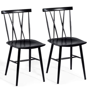 Giantex Set of 2 Steel Dining Chairs, Black Counter Height Chairs