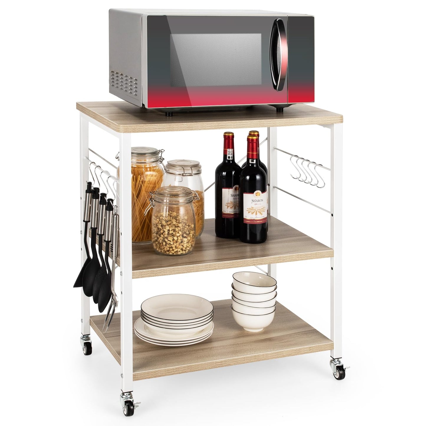 3-Layer Kitchen Rolling Cart with 4 Universal Wheels for Kitchen, Living Room, Entryway
