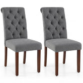Upholstered Dining Chairs Set of 2, Button Tufted Chairs w/Padded Seat & Backrest